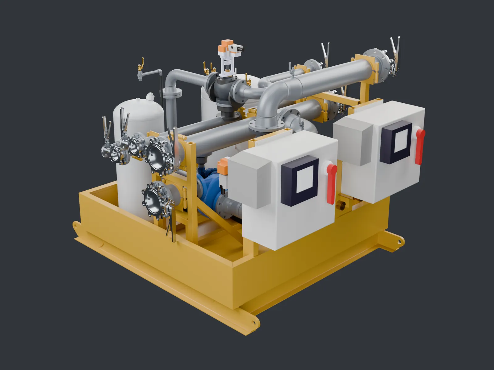Cooling water skids for a natural gas power plant