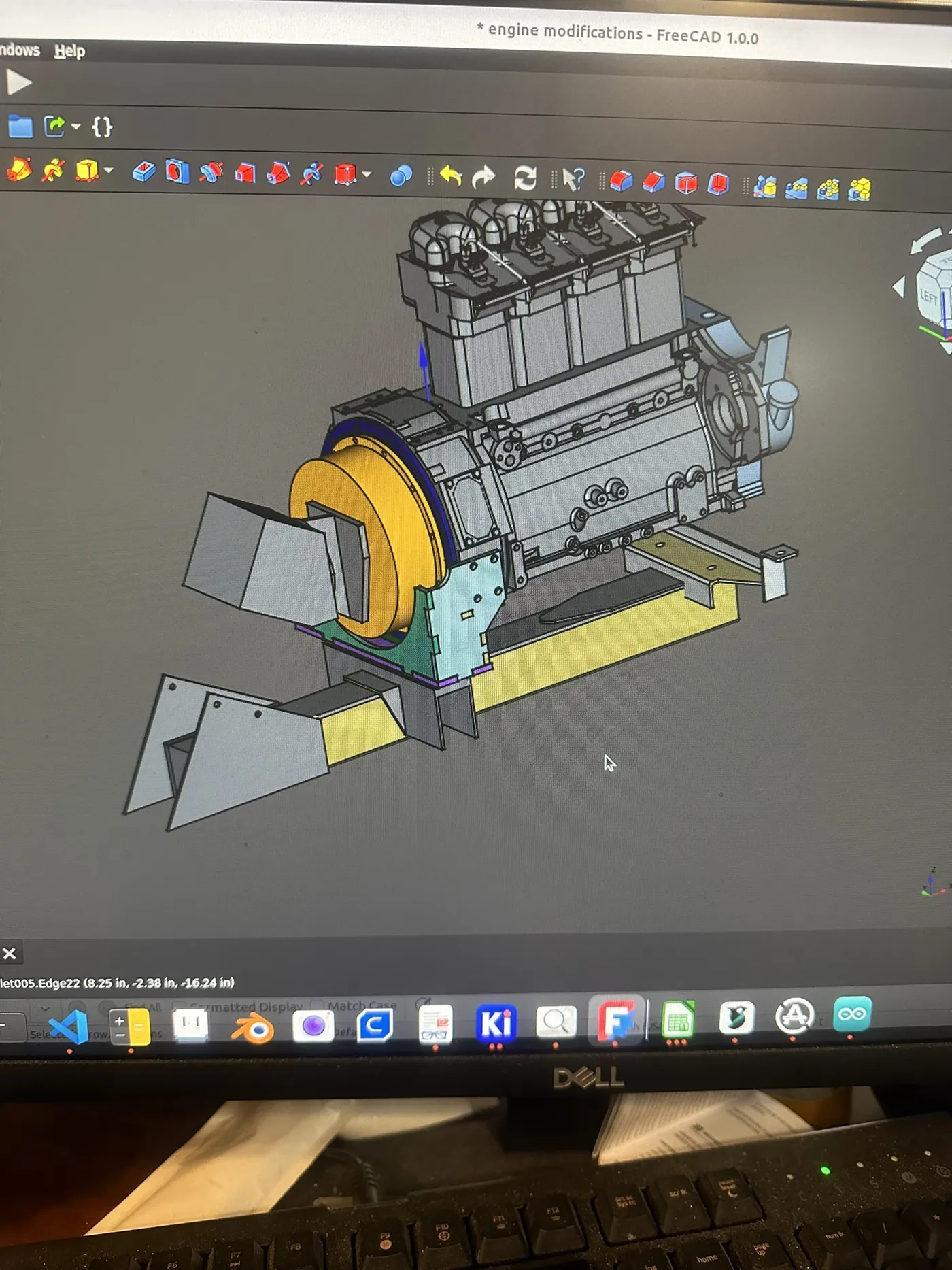 The new engine, adapter and mounts laid out in 3D