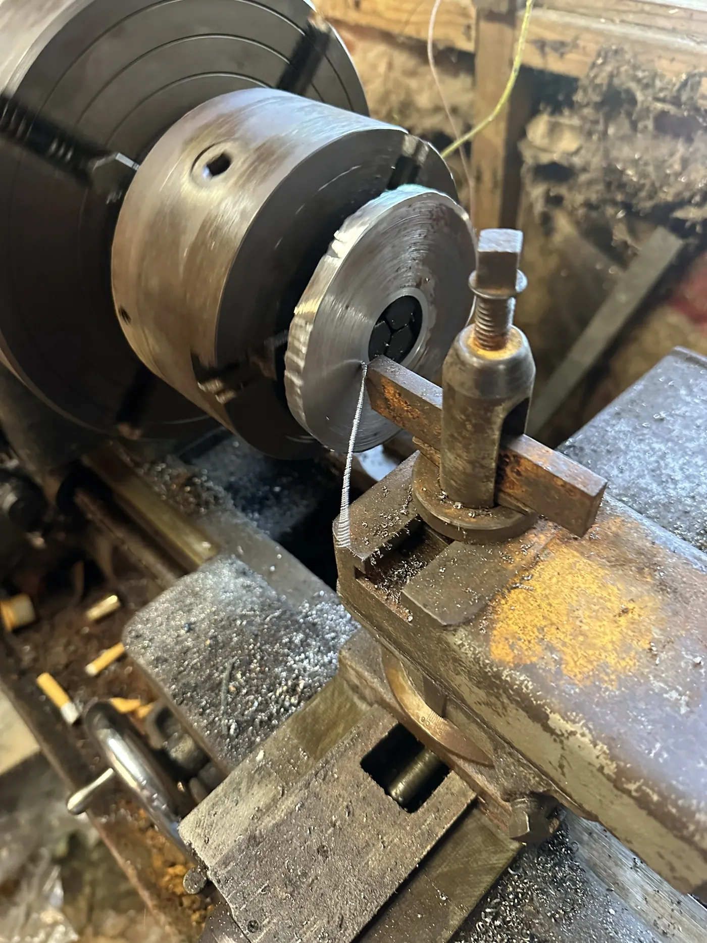 Machining the drive adapter on the lathe